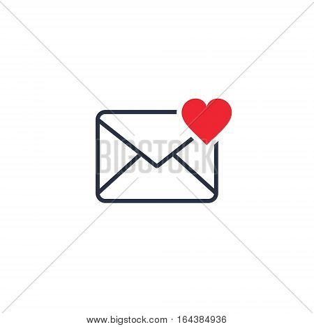 Envelope with Valentine Heart, vector isolated illustration.