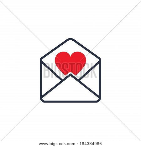 Envelope with Valentine Heart, vector isolated illustration.