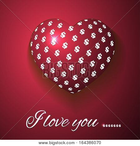 I love dollar. Red heart on a red background. Red and white. The irony.