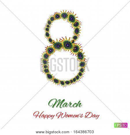 Eighth Of March Postcard. Flowers
