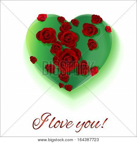 Vector. White Background. Postcard Heart. Valentine's Day. I Love You