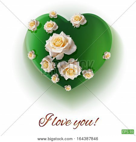 Vector. White Background. Postcard Heart. Valentine's Day. I Love You