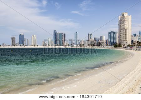 Al Mamzar beach in the city of Dubai. United Arab Emirates Middle East