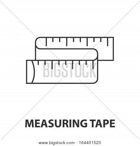 Measuring Tape icon or logo line art style. Vector Illustration.