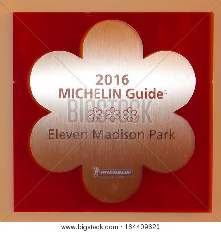 NEW YORK - JANUARY 8, 2017: Three Micheline star restaurant Eleven Madison Park in  Lower Manhattan