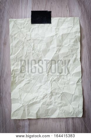 Yellow Notepad Paper Crumpled Of Empty And Copy Space On Wooden Backgroundyou Can Input The Message 