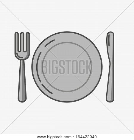 A simple icon of a place and fork with knife.