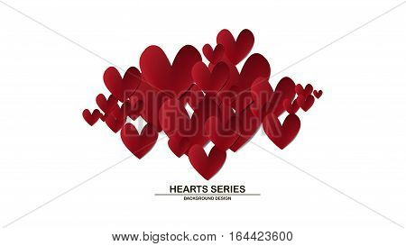 Vector illustration red heart in paper background design