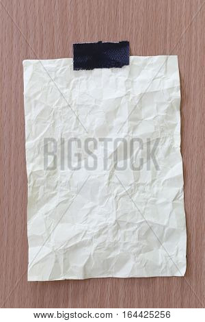 Yellow Notepad Paper Crumpled Of Empty And Copy Space On Wooden Backgroundyou Can Input The Message 