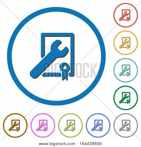 Award winning services flat color vector icons with shadows in round outlines on white background