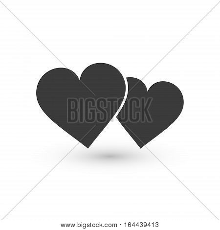 Two hearts icon vector isolated love smbol.