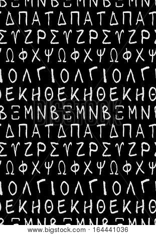 Ancient text or greek font vector seamless pattern. History antique background illustration
