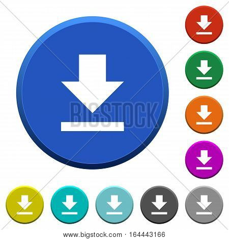Download round color beveled buttons with smooth surfaces and flat white icons