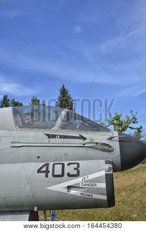 Close-up of a old LTV A-7 Corsair