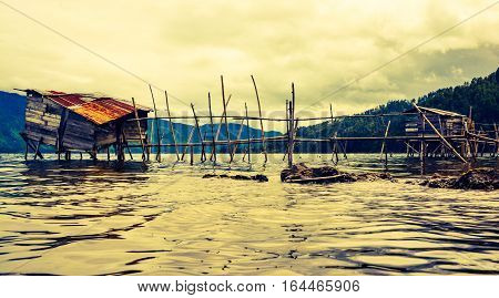 house of fisherman in laut tawar lake.