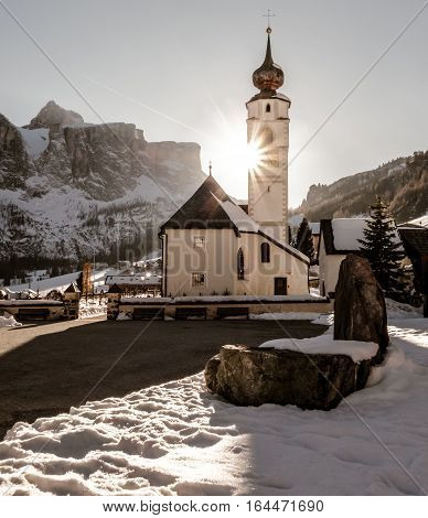Skiing Dolomites Winter cabin traditional alpine life