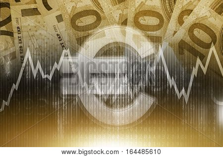 Euro Trading Conceptual. Currency Forex Trading. Euro Value.