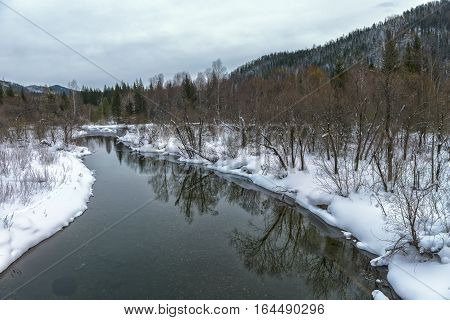 Winter landscape in Siberia, in Khakasia, Russia,