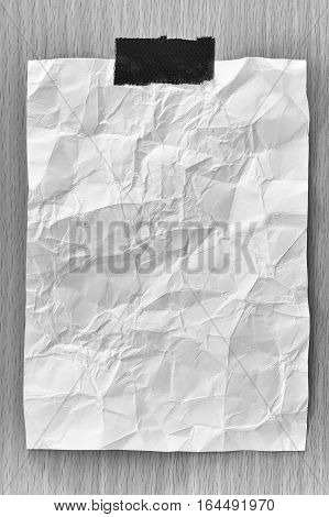 Note paper crumpled of empty and copy space on wooden backgroundYou can input the message text in picture.
