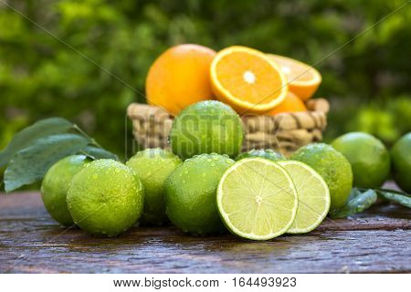 Sweet Fresh Lemon In Natural Light On Old Wood