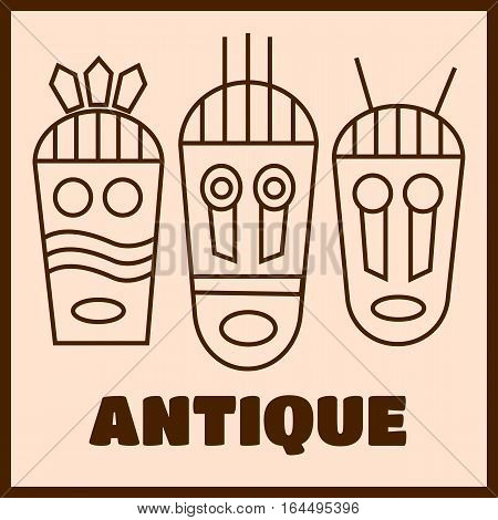 Tribal mas icons. African ethnic tribal masks vector