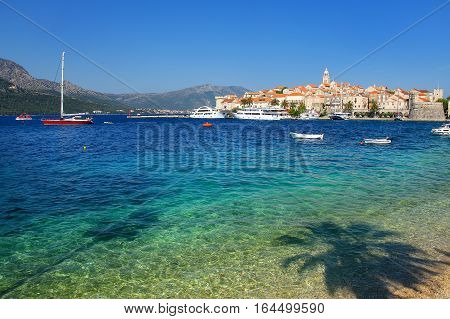 Clear Water At The Waterfront Of Korcula Town, Croatia