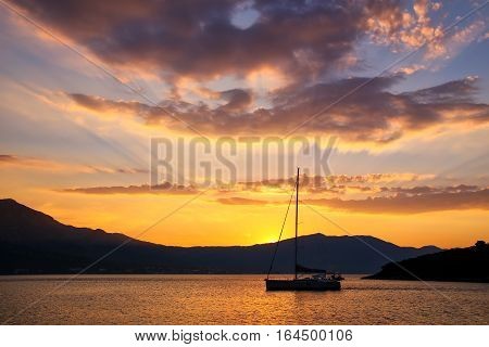 Sunrise Over Peljesac Peninsula And Peljeski Strait, Korcula, Croatia.