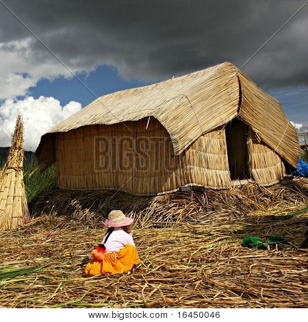 Uros schwimmende Insel am Titicacasee, Peru