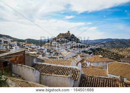 Beautiful Cityscape With Castle On  Hill In Montefrio, Spain