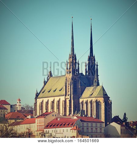 Brno - Czech Republic - Europe. Photo Architectures Sun And Blue Skies. Temple Petrov And Spilberk C