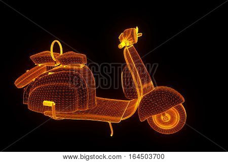 Motorroller in Hologram Wireframe Style. Nice 3D Rendering