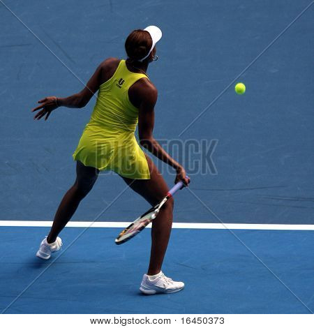MELBOURNE, Avustralya - 19 Ocak: Venus Williams Lucie Safarova üzerinde onu ilk turda kazanmak 