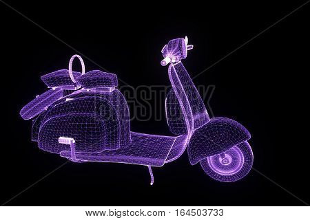 Motorroller in Hologram Wireframe Style. Nice 3D Rendering