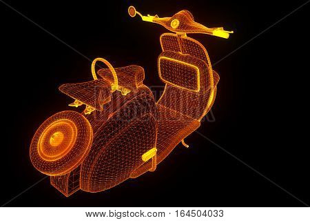 Motorroller in Hologram Wireframe Style. Nice 3D Rendering