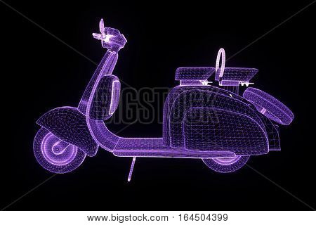 Motorroller in Hologram Wireframe Style. Nice 3D Rendering