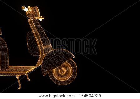 Motorroller in Hologram Wireframe Style. Nice 3D Rendering