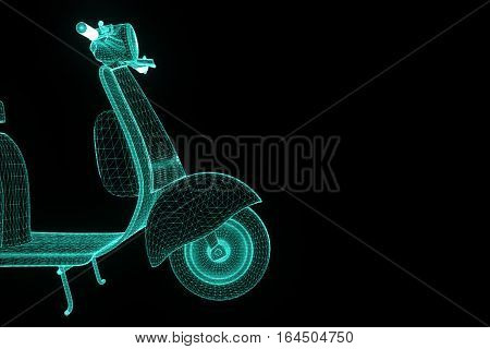 Motorroller in Hologram Wireframe Style. Nice 3D Rendering