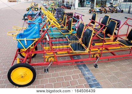 Bikes and warcars to borrow on the promenade of Koksijde Belgium