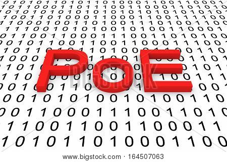 PoE in the form of binary code, 3D illustration