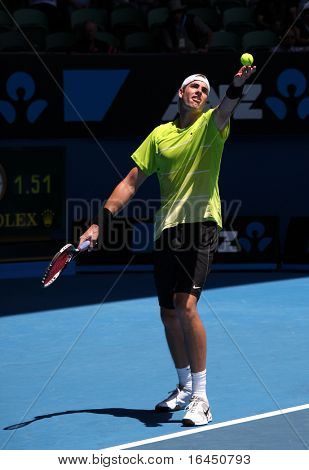 MELBOURNE, AUSTRALIA - JANUARY 24: John Isner  during  the 2010 Australian Open on January 24, 2010 in Melbourne, Australia