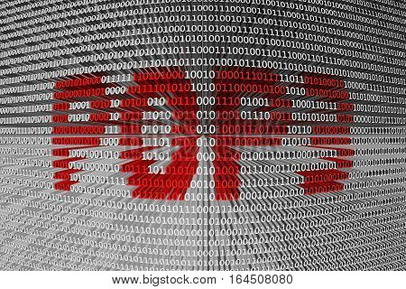 POP3 in the form of binary code, 3D illustration