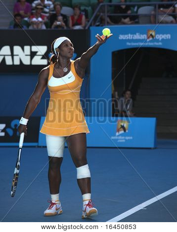 MELBOURNE, Australien - januar 25: Serena Williams i hendes sejr over Samantha Stosur på 2010 Australie