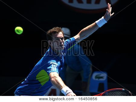 MELBOURNE, AUSTRALIA - JANUARY 24: Andy Murray in his win over John Isner during the 2010 Australian Open on January 24, 2010 in Melbourne, Australia