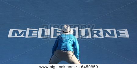 MELBOURNE, Austrálie - 25. ledna: Praporek na Australian Open 2010 v lednu 25, 2010 v Melbo