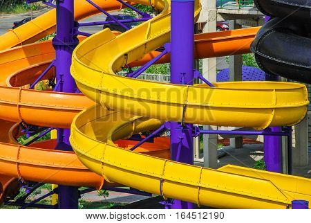Aerial view at the biggest aquapark in Ukraine