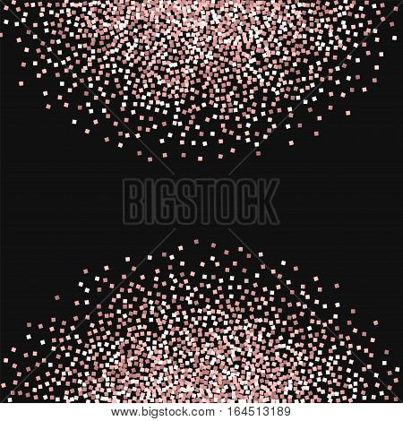 Pink Gold Glitter. Abstract Semicircle On Black Background. Vector Illustration.