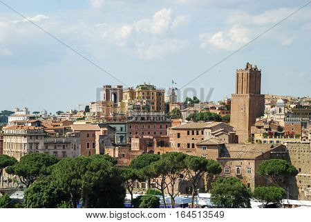 Aerial view of the historic building in Rome Italy