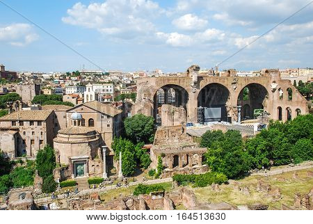 Aerial view of the historic building in Rome Italy