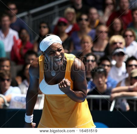 MELBOURNE, Australien - 23 januar: Serena Williams fejrer et centralt punkt på vej til 2010 Aus