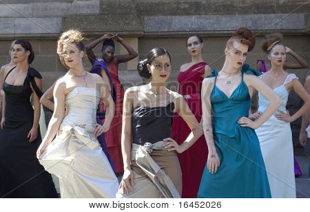MELBOURNE, AUSTRALIA - MARCH 17: Models in Swanston Street during the L'Oreal Melbourne Fashion Festival on March 17, 2010 in Melbourne, Australia